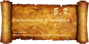 Barbulovics Klaudetta névjegykártya